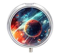 Pilulier rond à 3 compartiments peints - Mini pilulier portable de voyage pour poche, sac à main - Pilulier en métal pour vitamines, huiles de poisson