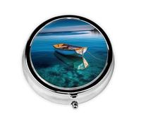 Pilulier rond à 3 compartiments - Petit pilulier de voyage pour sac à main, poche, bateau en métal - Organisateur de médicaments portable pour contenir des vitamines et des médicaments