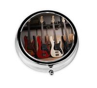 Pilulier rond à 3 compartiments pour guitare, basse, instruments de musique - Pilulier de poche ou sac à main - Pilulier portable pour voyage quotidien