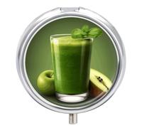 Pilulier rond à 3 compartiments pour jus de fruits verts, pilulier de voyage, pilulier de voyage pour médicaments, vitamines, organiseur pour sac à main