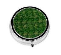 Pilulier rond à 3 compartiments pour la Saint-Patrick, imprimé pailleté, en métal, étanche, portable, pour poche ou sac à main, vitamines, huile de poisson, pilules, suppléments