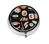 Pilulier rond à 3 compartiments pour le voyage (sushi japonais)