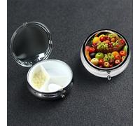 Pilulier rond à 3 compartiments pour légumes frais, fruits, pilulier de voyage mignon, organiseur portable pour médicaments et vitamines - Pilulier en métal pour homme et femme - Cadeau unique