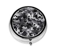 Pilulier rond à 3 compartiments pour poche ou sac à main Motif camouflage Noir/blanc/gris