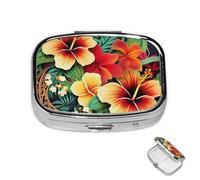 Pilulier rond à 3 compartiments - Style hawaïen - En métal étanche - Pour planificateur de médicaments