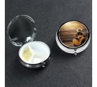 Pilulier rond à 3 compartiments Western Music - Joli pilulier de voyage portable - Organisateur de vitamines - En métal - Pour homme et femme - Cadeau unique