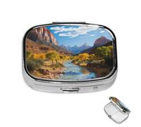 Pilulier rond à 3 compartiments Zion National Park - Boîte de rangement en métal étanche pour médicaments de voyage