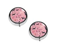 Pilulier rond à motif bouledogue français et fleurs, petit étui à 3 compartiments pour sac à main et poche, idéal pour les voyages.