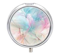 Pilulier rond à motif coloré pastel, étui à pilules portable pour médicaments, vitamines, organiseur pour sac à main