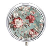Pilulier rond à motif floral rustique, mignon, portable, porte-vitamines, organiseur pour sac à main