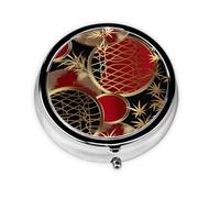Pilulier rond à motif géométrique japonais avec 3 compartiments, mini pilulier en métal pour sac à main ou poche, léger et portable pour un usage quotidien, cadeau, voyage