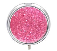 Pilulier rond à paillettes étincelantes, 3 compartiments, organiseur de médicaments décoratif portable pour poche ou sac à main, organisateur de vitamines