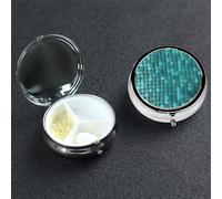 Pilulier rond à petits pois turquoise à 3 compartiments pour poche ou sac à main, petit planificateur hebdomadaire de voyage, pilulier de voyage avec miroir décoratif en métal et porte-vitamines