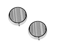Pilulier rond à rayures noires et blanches avec 3 compartiments - Petit pilulier portable - Conteneurs de vitamines - Essentiels de voyage - 4,6 x 4,6 x 1,8 cm