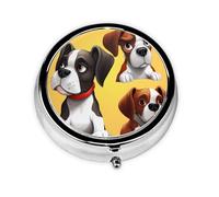 Pilulier rond amusant en forme de chien à 3 compartiments pour sac à main, organiseur de pilules mignon en métal, mini petit pilulier de voyage pour contenir des vitamines, des suppléments d'huile de
