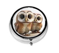 Pilulier rond amusant en forme de hibou à 3 compartiments pour sac à main, joli pilulier en métal, petit pilulier de voyage pour contenir des vitamines, des suppléments d'huile de poisson