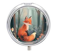 Pilulier Rond Animal Renard Mignon Boîte À Pilules Portable Organisateur De Médicaments Porte-Vitamines Container À 3 Compartiments