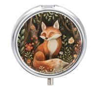 Pilulier Rond Animal Renard Mignon Boîte À Pilules Portable Organisateur De Médicaments Porte-Vitamines Container À 3 Compartiments