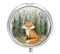 Pilulier Rond Animal Renard Mignon Boîte À Pilules Portable Organisateur De Médicaments Porte-Vitamines Container À 3 Compartiments