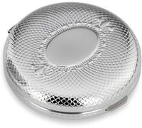 Pilulier rond argenté - 3 compartiments - Classique argenté & filigrane - Pilulier élégant avec guilloche, 6 x 2 cm