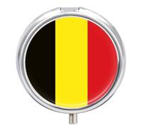 Pilulier Rond Aux Drapeau Du Royaume De Belgique Idéal Ou Poche Organisateur De Médicaments Portable Avec Miroir Parfait Pour Voyages Convient Également Pour Vitamines L'Compléments Alimentaires