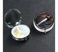 Pilulier rond avec 3 compartiments - Épée de samouraï du Japon - Étanche - Petit pilulier de voyage en métal pour planificateur de médicaments