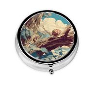 Pilulier rond avec 3 compartiments (escargot grimpant un arbre) - Petit pilulier portable pour voyage