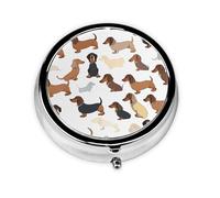 Pilulier rond avec 3 compartiments et petit pilulier portable pour voyage avec inscription « I Love My Dog Teckels »