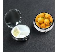 Pilulier rond avec 3 compartiments - Jaune citron mûr - Petit pilulier étanche pour voyage - Pilulier en métal pour planificateur de médicaments
