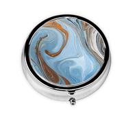 Pilulier rond avec 3 compartiments (Marbre turquoise doré) - Petit pilulier portable pour voyage