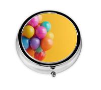 Pilulier rond avec 3 compartiments - Petit pilulier portable pour voyage (ballons colorés)