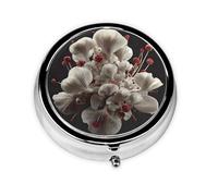 Pilulier rond avec 3 compartiments - Petit pilulier portable pour voyage (grappes de champignons)