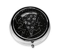 Pilulier rond avec 3 compartiments - Pilulier de voyage portable pour poche ou sac à main - Constellation de pizza