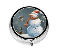 Pilulier rond avec 3 compartiments, pilulier de voyage portable pour poche ou sac à main, Merry Christmas 1