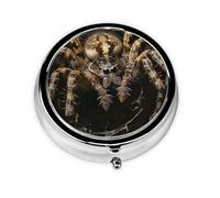 Pilulier rond avec 3 compartiments - Pilulier de voyage portable pour poche ou sac à main - Motif araignée effrayante