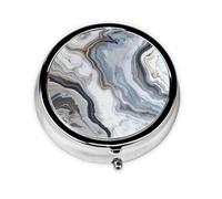 Pilulier rond avec 3 compartiments - Pilulier de voyage portable pour poche ou sac à main - Motif marbre mural