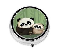 Pilulier rond avec 3 compartiments - Pilulier de voyage portable pour poche ou sac à main - Panda mignon