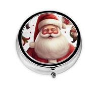 Pilulier rond avec 3 compartiments - Pilulier de voyage portable pour poche ou sac à main - Père Noël