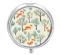 Pilulier rond avec inscription « There is A Fox in The Tree » - Organiseur de comprimés et de vitamines pour sac à main