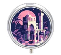 Pilulier rond avec miroir - 3 compartiments - Petit pilulier portable - Pour l'architecture traditionnelle - Pour sac à main, poche, voyage, vitamines, compléments