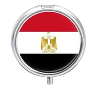Pilulier Rond Avec Miroir, Imprimé Drapeau De La République D'Égypte, Petit Étui À Pilules Portable En Métal, Organisateur De Vitamines Pour Sac À Main Ou Poche, Cadeau De Voyage