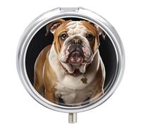 Pilulier rond avec motif bouledogue anglais - Étanche - Pour poche et sac à main - Pratique au quotidien