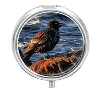 Pilulier rond Bird by Stone - 3 compartiments - Portable - Pour voyage - Mini récipient compact pour médicaments - Distributeur de supplément de vitamines