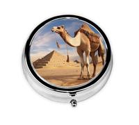 Pilulier rond camel à 3 compartiments pour sac à main, joli pilulier de voyage portable pour contenir des vitamines, des suppléments d'huile de poisson