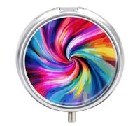 Pilulier rond coloré à 3 compartiments, teinture par nœuds colorés, organisateur de médicaments décoratif portable pour poche ou sac à main, organisateur de vitamines