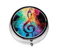 Pilulier rond coloré imprimé notes de musique avec 3 compartiments, mini pilulier portable pour médicaments, vitamines, huile de poisson, compléments