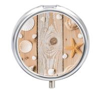 Pilulier rond compact à 3 compartiments, pilulier de voyage, océan, plage, sable, pilulier quotidien pour hommes et femmes