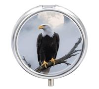 Pilulier rond compact à 3 compartiments, pilulier de voyage portable aigle pleine lune pilulier pour médicaments quotidiens pour homme et femme