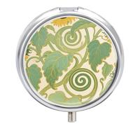 Pilulier rond compact à 3 compartiments, pilulier de voyage portable, feuilles de tournesol, pilulier quotidien pour hommes et femmes