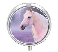 Pilulier rond compact à 3 compartiments, pilulier de voyage portable Palomino cheval pilulier pour médicaments quotidiens pour homme et femme